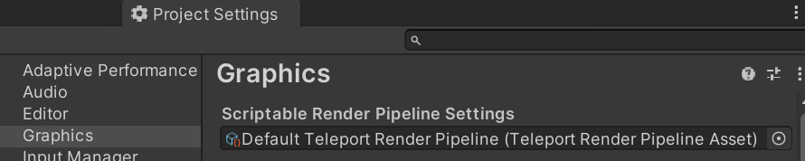 Activate the Teleport render pipeline in the Project Settings/Graphics panel.